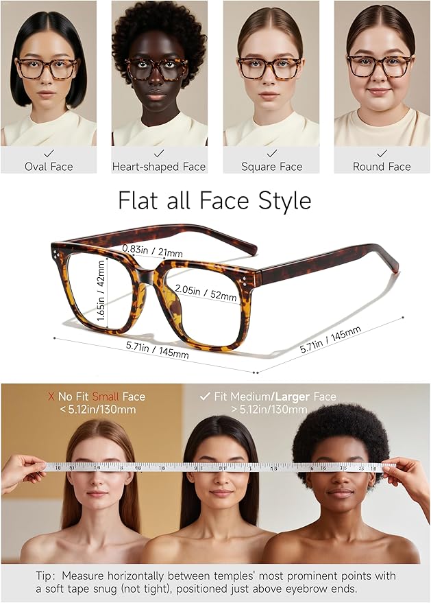 Oversized Square Blue Light Glasses for Woman Men fashion Reduce Eyestrain Protection for TV/Computer/Gaming