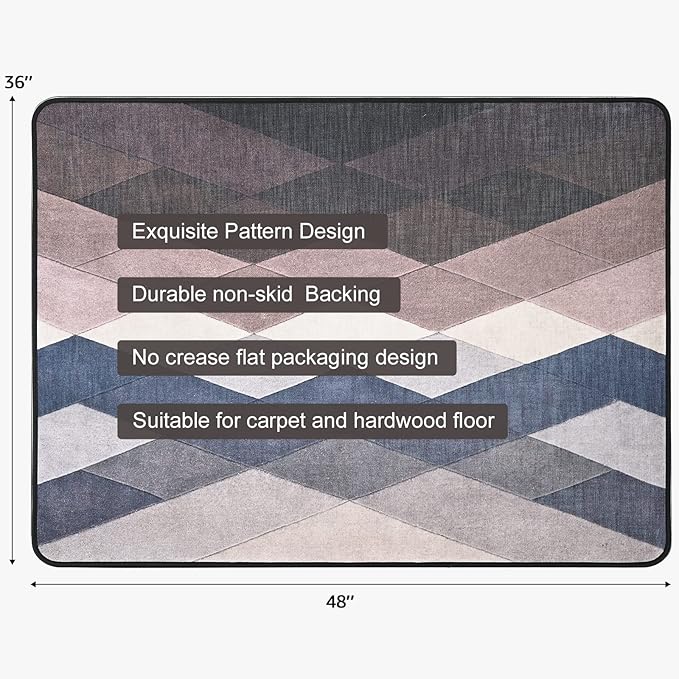 Placoot Heavy Duty Office Chair Mat for Carpet & Hardwood Floors, 48" x 36" Weight 3.5 lbs Floor Mat, Decorative Office Chair Mat, Desk Chair Mat for Carpeted Floors for Home Office