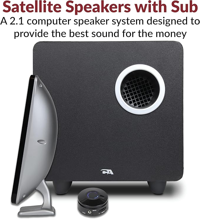 Cyber Acoustics CA-3610 2.1 Multimedia Speaker System with Subwoofer, Perfect Computer Speakers for PC or Mac, Great for Music, Movies, and Gaming
