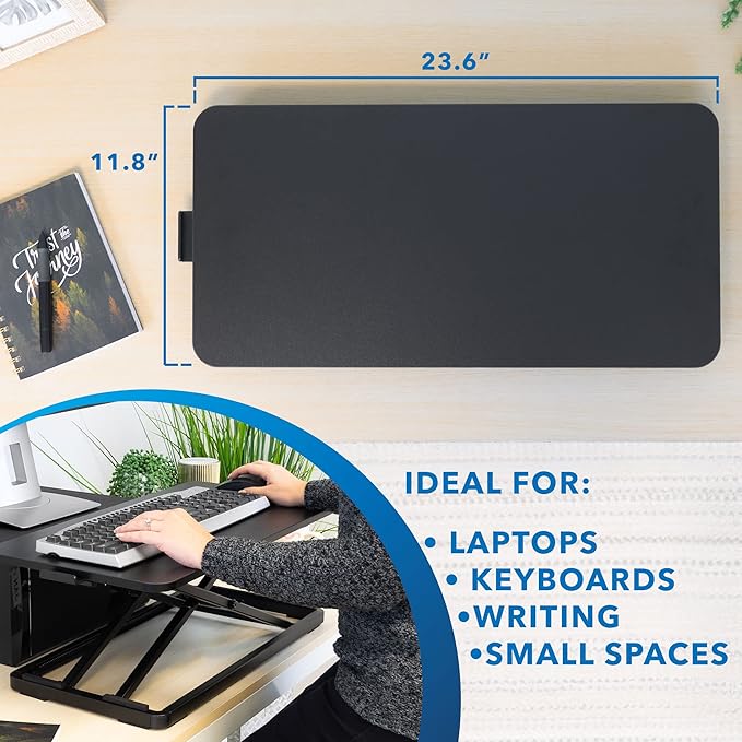 Mount-It! Standing Keyboard Tray, Height Adjustable Keyboard and Mouse Riser for Desk, Sit Stand Keyboard Platform, Large 23.6" x 11.8” Surface for Keyboard, Mouse or Laptop