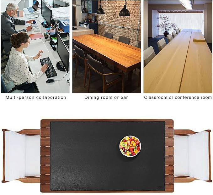 Cacoy 48" x 31.5" Leather Desk Pad, Large Gaming Mouse Pad for Desk, Office Desk Pad Blotter, XXXL Table Protector Mat, Waterproof Desktop Keyboard Mat Extended Mouse Mat (Black)