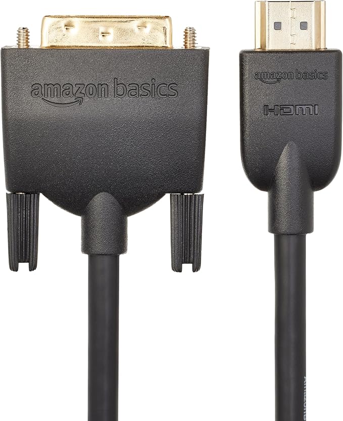 Amazon Basics HDMI to DVI Adapter Cable, Bi-Directional 1080P, Gold-Plated, 3 ft/0.9 m, Black, 10-Pack
