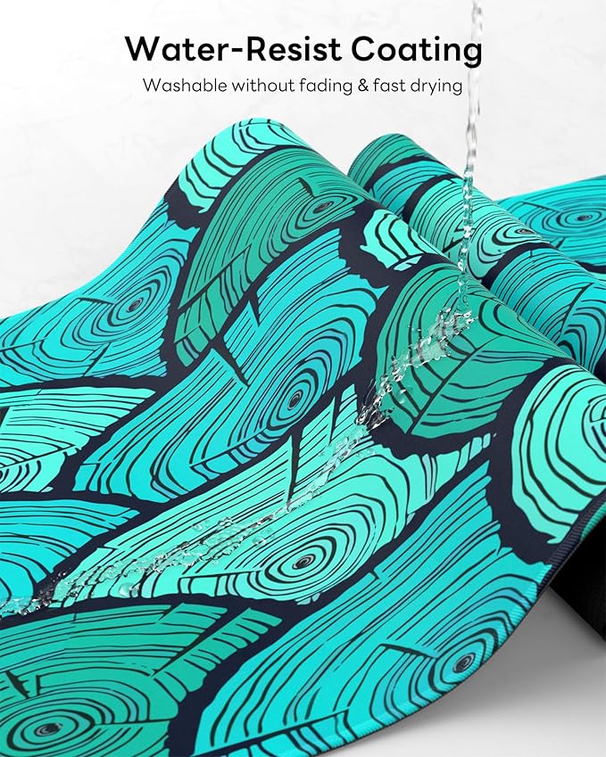 XL Gaming Mouse Pad, 31.5x15.7'' Large Desk Mat with Anti-Slip Rubber Base & Stitched Edges for Gaming, Office, Home, Annual Rings