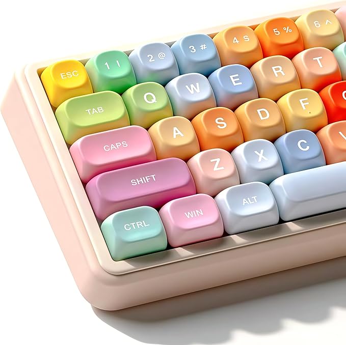 dagaladoo Cute Candy PBT Keycaps, Gunmy Bear MOA Keycaps Dye-Sublimation,Colorful Custom Keyboard Key caps Set for 100% 75% 65% 60% TKL US Layout Mechanical Keyboard