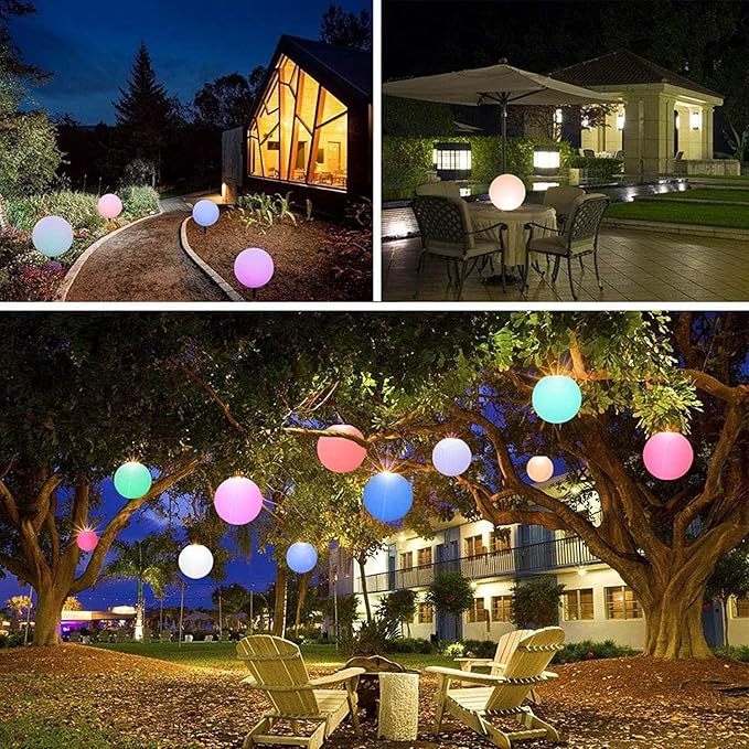 Borelor LED Ball Light, 10-Inch Rechargeable & Remote Control Globe Lights 16 RGB Colors Changing Indoor/Outdoor Night Light for Home/Party/Lawn/Desk Decoration