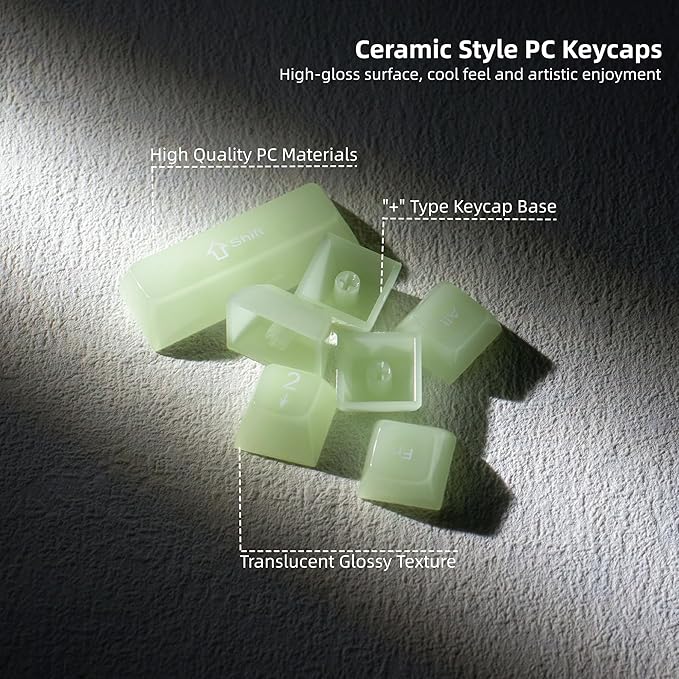 Womier Keyboard Keycaps Jelly - Ceramic Keycaps Style, Clear Creamy Matcha Green Key Cap Transparent Custom 60 65 75 100 Percent for Cherry MX, Outemu, Gateron Mechanical Keyboards (MDA Profile)