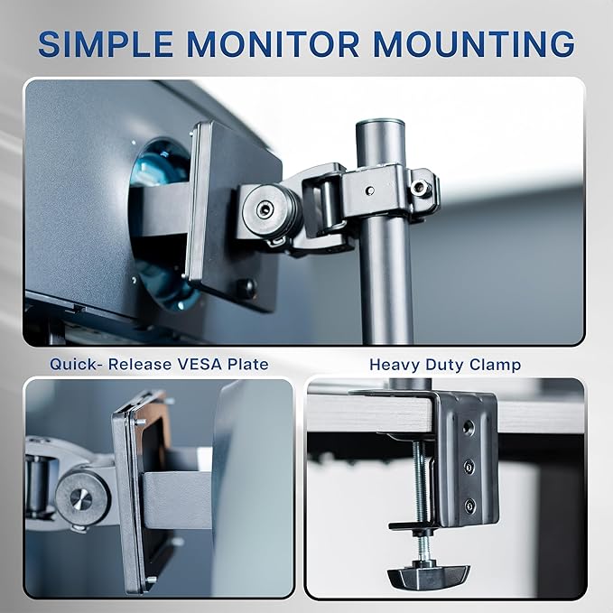 VIVO Dual Vertically Stacked Ultra-Wide Monitor Desk Mount for up to 49 inch Ultrawide Screens, Extra Tall Heavy Duty Adjustable Stand Holds 44 lbs Per Screen, Black, STAND-V202R