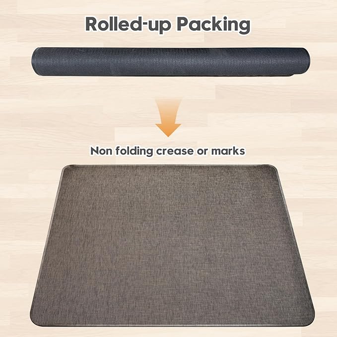 Sycoodeal Office Chair Mat for Hardwood & Tile Floor, 40" x 48" Computer Gaming Chair Mat for Rolling Chairs Non-Curve, Anti-Slip, Heavy Duty Floor Protector for Home Office (Dark Brown)