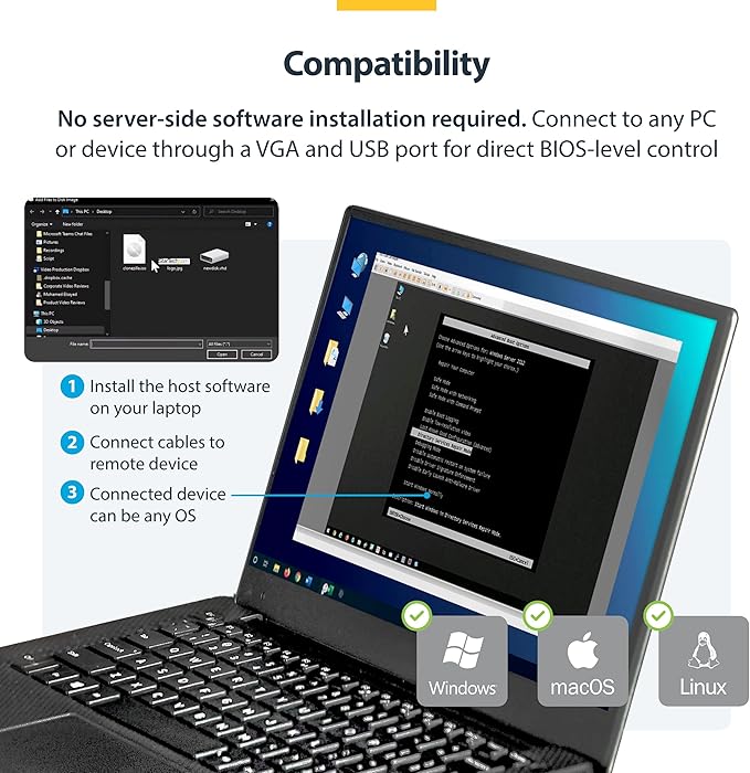 StarTech.com Portable Laptop Crash Cart Adapter, USB/VGA Analogue KVM Console, File Transfer & Video Capture, Windows/Linux/MacOS, TAA