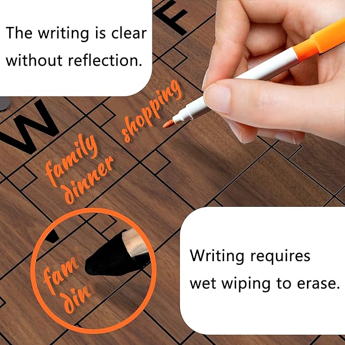 Acrylic Dry Erase Calendar Whiteboard for Wall, 16"x12" Clear Monthly Planner White Board, w/ 4 Colors Markers