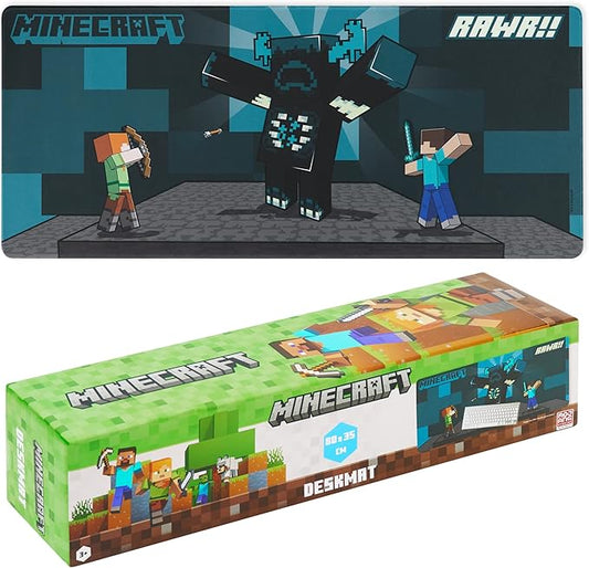 Minecraft Desk Pad for Kids and Teenagers, Non-Slip Desk Mouse Mat 80 x 35cm - Gamer Gifts (Blue)