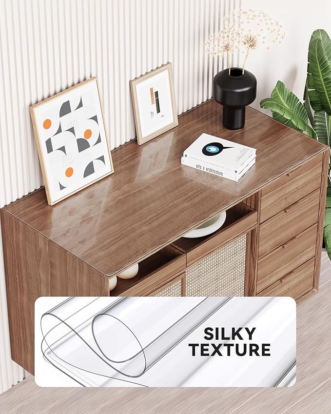 Oterri Clear Writing Desk Pad, 36’’x60” Heat Resistant Waterproof PVC Round Edge Durable Desk Protect Mat, Anti-Static Writing Mat Table Protector