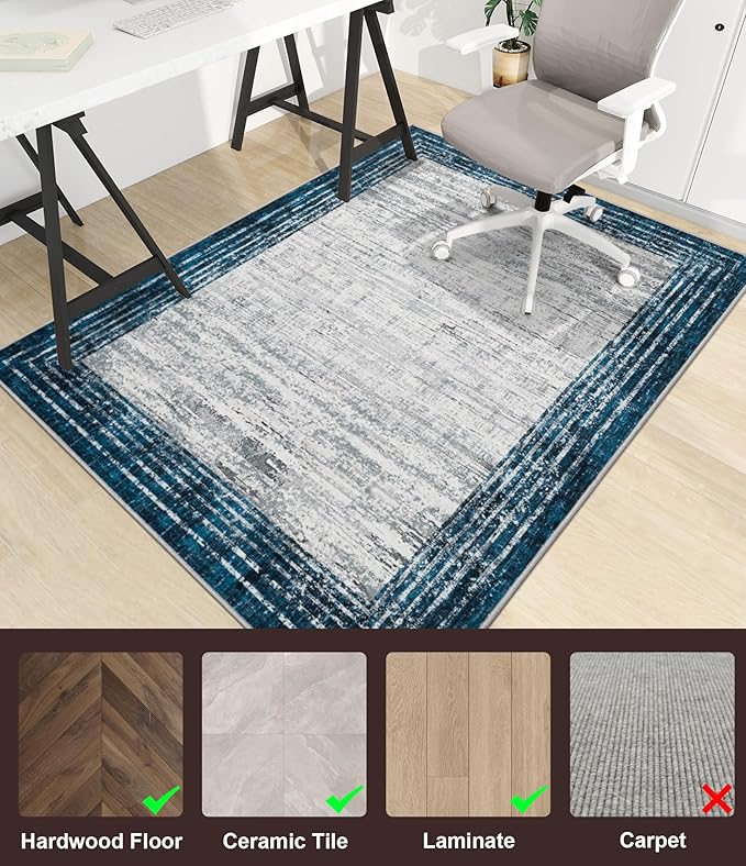 chakme Office Chair Mat for Hardwood Floor, 72"x48" Easy Glide Computer Desk Mat Protector for Rolling Chair Under Desk Rug Nonslip Backing, Machine Wash, (Square)