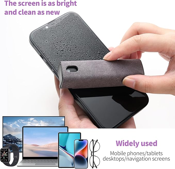 Screen Cleaner Kit 3 Pcs, Two in One Screen Cleaner Spray and Wipe, Touchscreen Mist Cleaner Spray Bottle for Phone/Laptop/Tablet/TV/Monitor/Car Screens