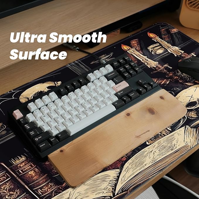 Gaming Mouse Pad with Non-Slip Base, Cute Mouse Mat with Stitched Edges for Keyboard and Mouse, Large Anime Mousepad for Computer, 31.5 x 11.8 inches (Mysterious Library)