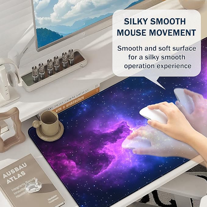 Mouse Pad Gaming - Desk Mat for Keyboard and Mouse - Galaxy Space Large Mouse Pads for Desk, Desks Pad(35.4" X 15.7") with Non-Slip Base, Galaxy Nebula Gaming Mousepad for Game, Office and Home