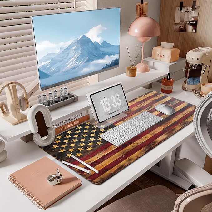 Mouse Pad Gaming - Desk Mat for Keyboard and Mouse - American Antique Flag Large Mouse Pads for Desk, Desks Pad Mat(35.4" X 15.7") with Non-Slip Base, Gaming Mousepad for Game, Office and Home