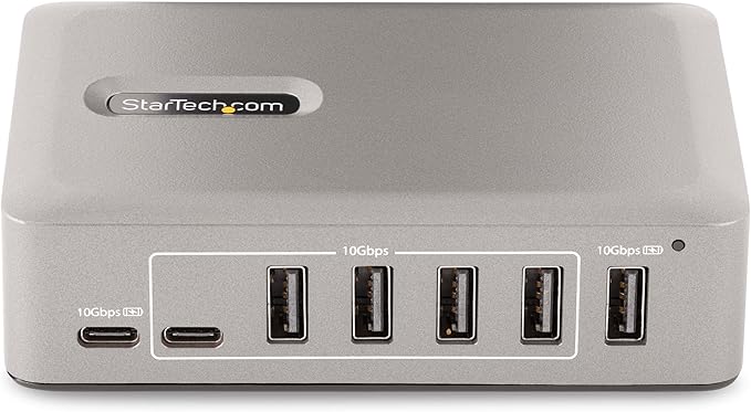 StarTech.com 10-Port USB-C Hub - 8X USB-A/2x USB-C - Self-Powered w/65W Power Supply - USB 3.1 10Gbps - Desktop/Laptop USB Hub w/USB-IF Certified 3ft Locking Cable, USB C Splitter, TAA