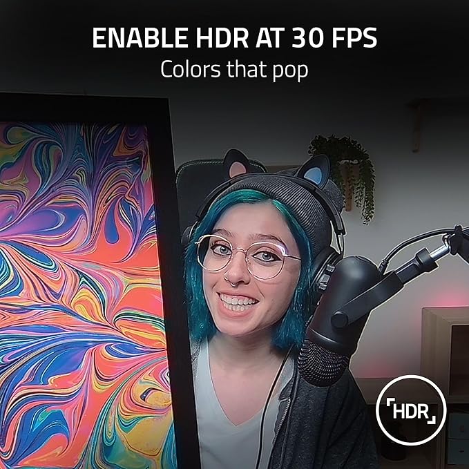 Razer Kiyo Pro Webcam for Streaming, Gaming, Video Calls: Full HD 1080p 60FPS - Adaptive Light Sensor - HDR Enabled - Wide Angle Lens with Adjustable FOV - Works with OBS, Xsplit, Twitch, Zoom, Teams