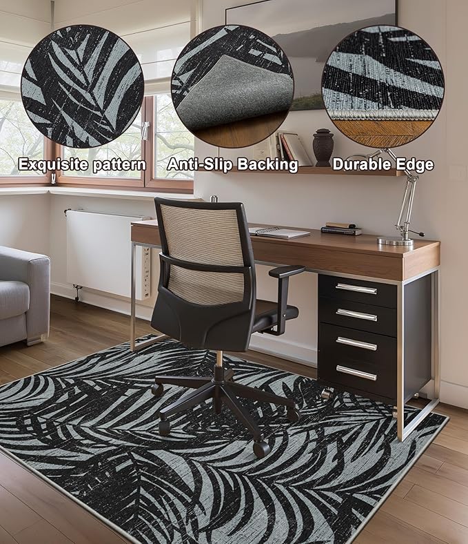chakme Office Chair Mat for Hardwood Floor, 72"x48" Easy Glide Computer Desk Mat Protector for Rolling Chair Under Desk Rug Nonslip Backing, Machine Wash, (Leaf)