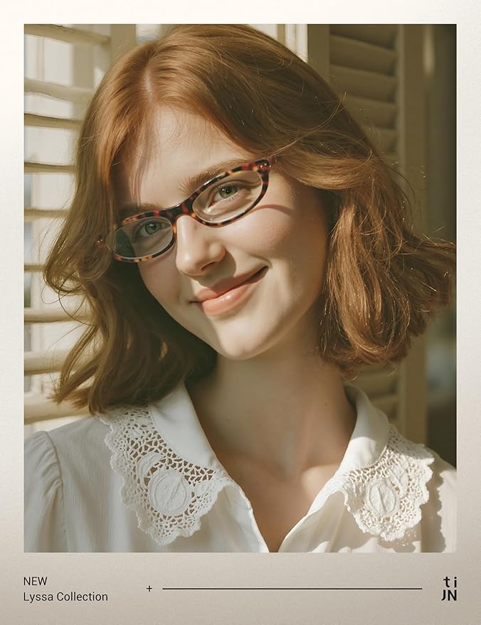 TIJN Lyssa Blue Light Glasses for Women Men,Retro 90s Oval Cat Eye Frame Eyeglasses,Lightweight TR90 Computer Gaming Eyewear