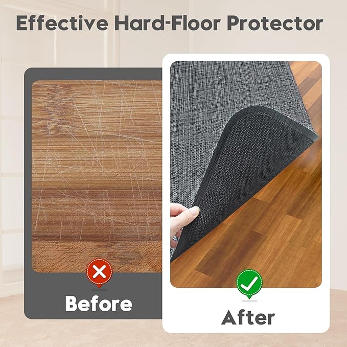 Wansimoo Office Chair Mat for Hardwood and Tile Floor, 48"x55" Floor Mat, Heavy Duty Computer Gaming Chair Mat, Anti-Slip, Non- Curve, Desk Chair Mat,Floor Protector for Home Office(Black)