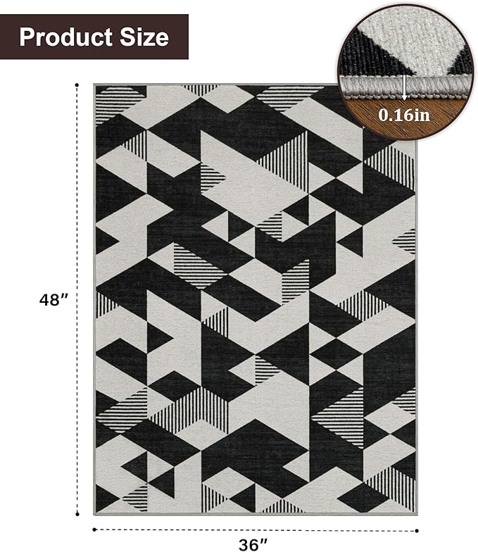 chakme Office Chair Mat for Hardwood Floor, 48"x36" Easy Glide Computer Desk Mat Protector for Rolling Chair Under Desk Rug Nonslip Backing, Machine Wash, (Geometry)