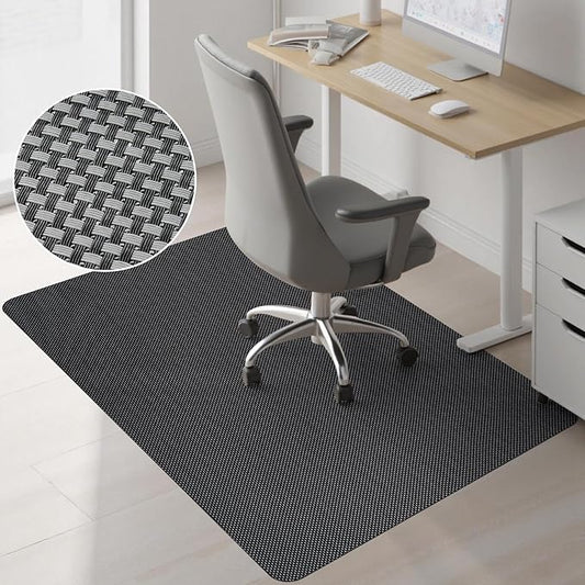 Sycoodeal Office Chair Mat for Hardwood & Tile Floor, 36" x 48" Computer Gaming Chair Mat for Rolling Chairs Non-Curve, Anti-Slip, Heavy Duty Floor Protector for Home Office (Dark Grey)
