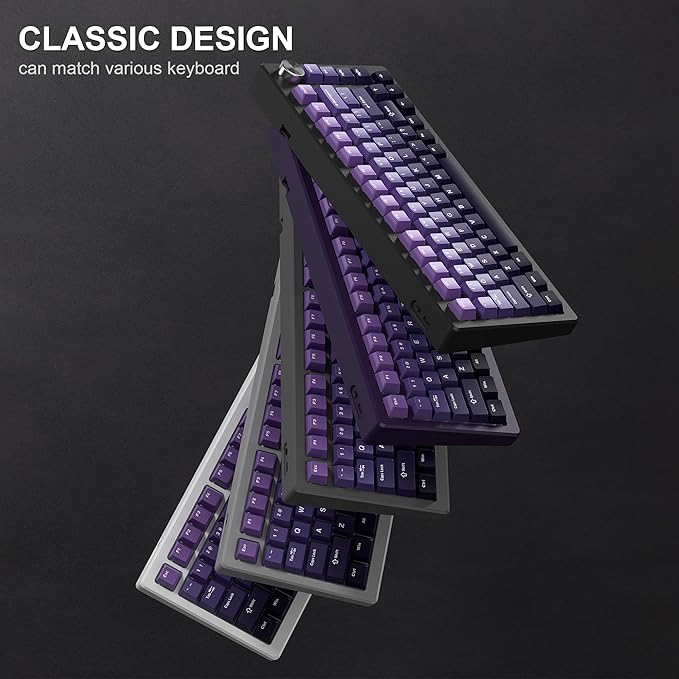 dagaladoo Double Shot PBT keycaps,Gradient Purple caps 75 Percent, 138-keys Cherry Profile Custom keycaps Set for 100% 75% 65% 60% TKL US Layout Mechanical Keyboard（only keycap）