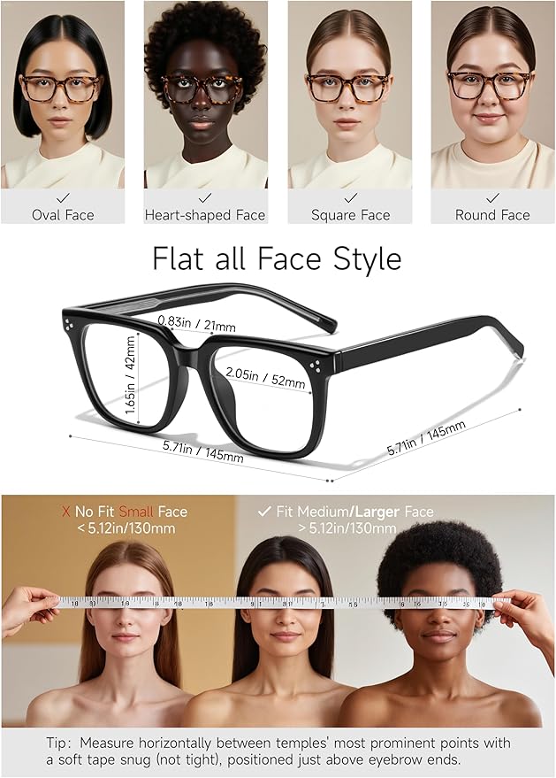 Oversized Square Blue Light Glasses for Woman Men fashion Reduce Eyestrain Protection for TV/Computer/Gaming