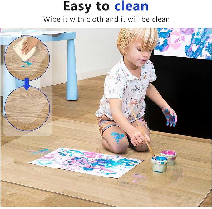 2 Pack Office Chair Mat for Hardwood Floors, 60"x48" Desk Chair Mat for Rolling Chair on Hard Floor, Heavy Duty Floor Protector for Home or Office, Easy Clean and Glide Without Curing