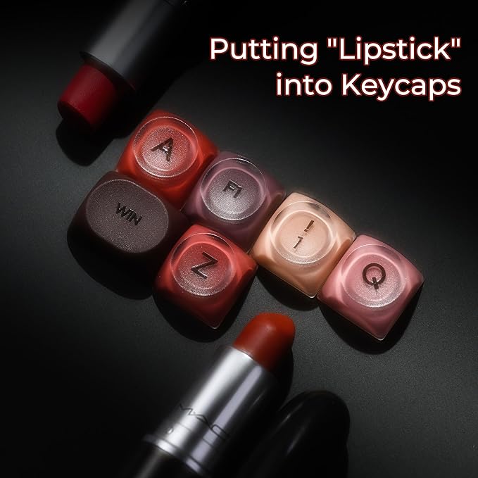 OHY PBT Keycaps, XVX Berry Kiss Theme Red Jelly HOA Profile Key Cap, 132-Key Cute Custom Keycaps (for Mechanical Keyboards with Cherry/Gateron MX Switches)-Lipstick