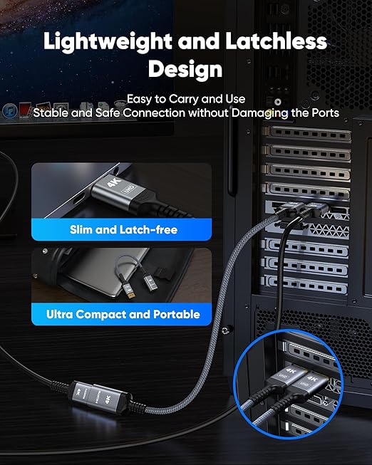 Highwings 4K DisplayPort to HDMI Adapter 2-Pack, Uni-directional Display Port DP to HDMI Nylon Braided Adaptor Converter Male to Female, for AMD NVIDIA Dell HP Laptop HDTV Monitor Projector, [Passive]