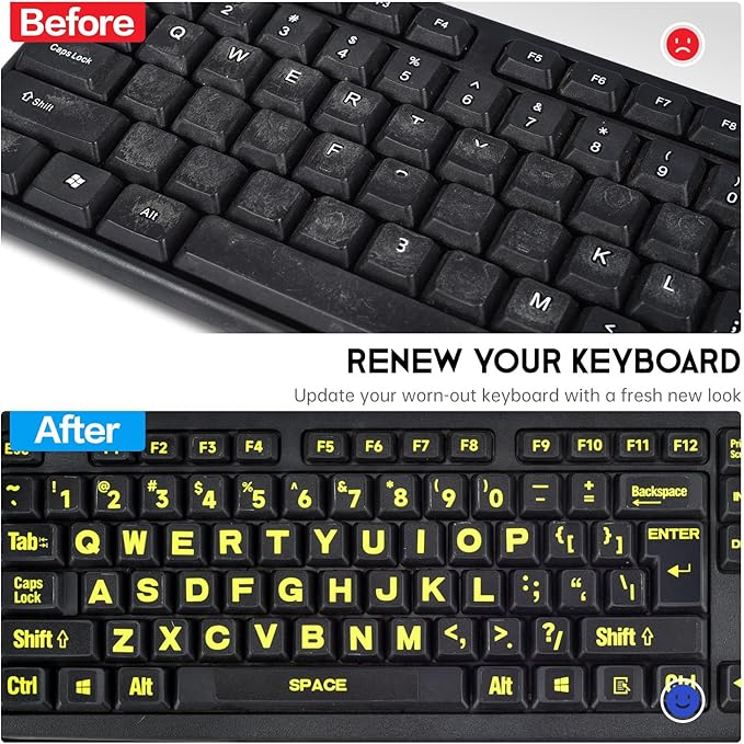 English Keyboard Stickers Full Size Universal PC Computer Laptop Desktop Keyboard Replacement English Keyboard Stickers, QWERTY Alphabet KeyboardStickers -1PCS