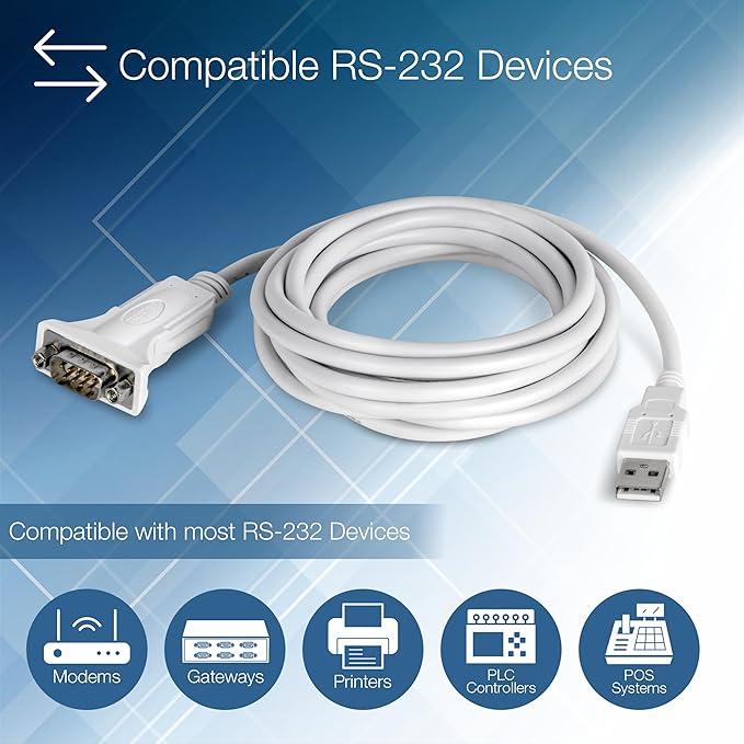 TRENDnet USB to Serial 9-Pin Converter Cable, TU-S910, USB to RS232 Serial Adapter, Supports Windows & Mac, USB1.1, USB2.0, USB3.0, 3m (10 ft.) Cable Length, Plug & Play, White