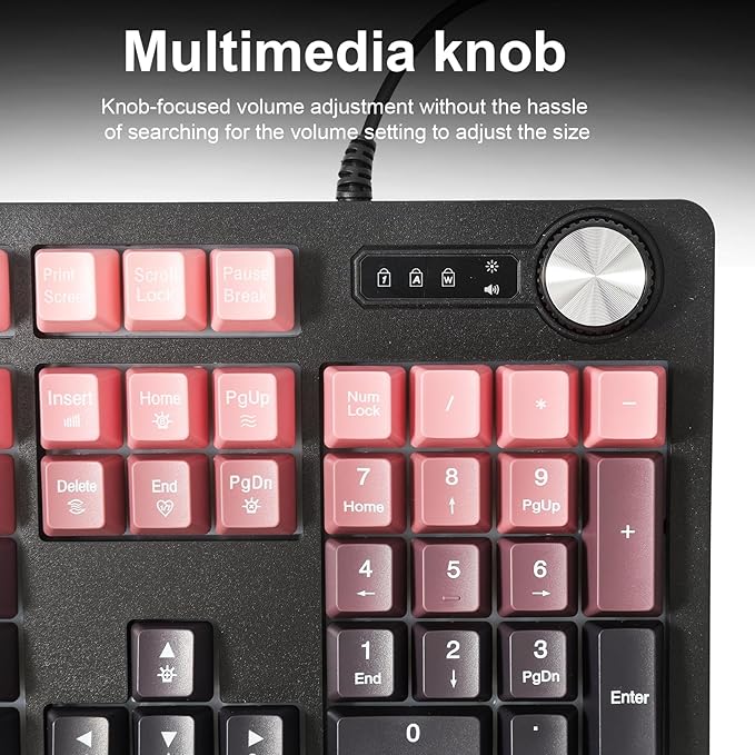 Wired RGB Gaming Membrance Keyboard. 100 Percent Mini Creamy LED Computer Keyboard .Small Ergonomic Clicky Teclado with ABS Backlit Unreplaceable Keycaps. for PC Laptop MAC Gamer. (Pink)