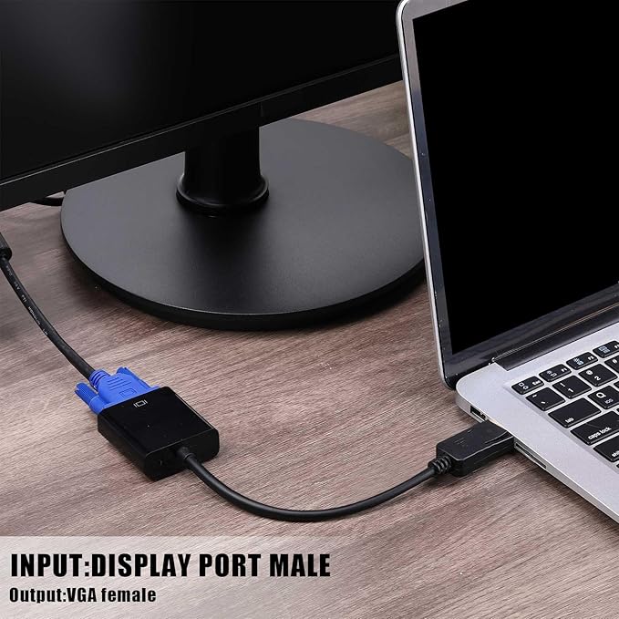 Yunsailing 30 Pack DisplayPort to VGA Adapters Gold Plated Compatible with Laptop Monitor PC Projector