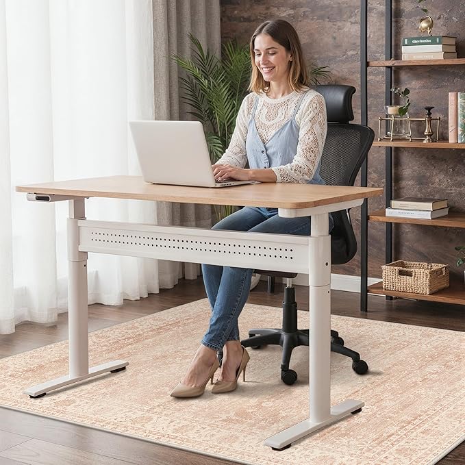 36"x48" Office Chair Mat for Hardwood Tile Floor, Under Desk Carpet Protector for Rolling Computer Chair Mat, Machine Washable Area Rug, Anti-Slip 1/5" Thick Low Pile Thin Vinyl Floor Mat, Dusty Pink