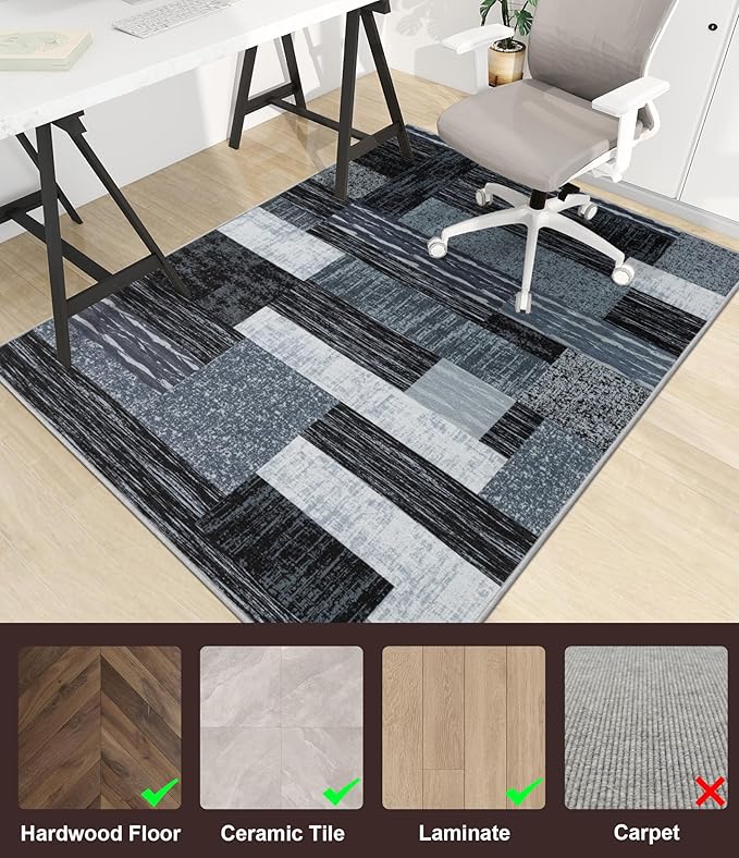 chakme Office Chair Mat for Hardwood Floor, 60"x45" Easy Glide Computer Desk Mat Protector for Rolling Chair Under Desk Rug Nonslip Backing, Machine Wash, (Jigsaw)