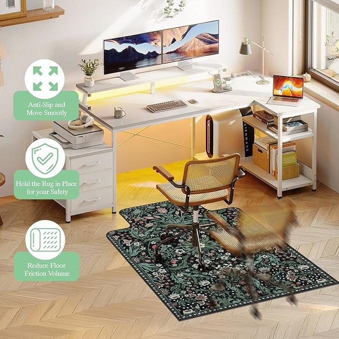 Office Chair Mat for Hardwood Floor & Tile Floor,36"X 48" Heavy Duty Desk Chair Mat for Hard Floors, Under Desk Rug for Rolling Computer Chair,Anti Slip,Low Pile Carpet Protector-Convex Green Grass
