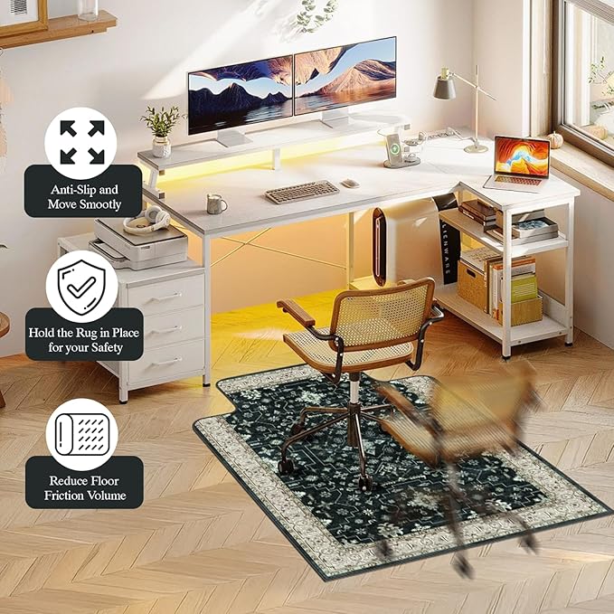 Office Chair Mat for Hardwood Floor & Tile Floor,36"X 48" Heavy Duty Desk Chair Mat for Hard Floors, Under Desk Rug for Rolling Computer Chair,Anti Slip,Low Pile Carpet Protector-Convex Frame