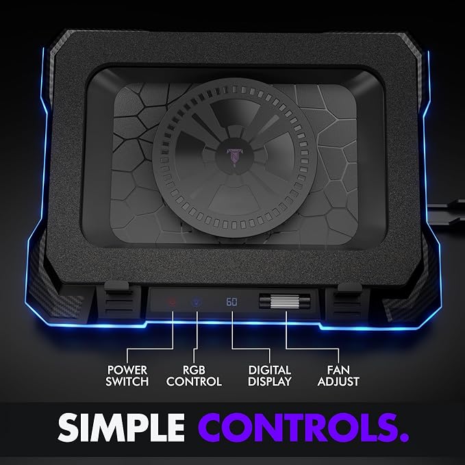 Tilted Nation Gaming Laptop Cooling Pad with USB Hub - Boost Performance, Stay Comfortable - RGB Laptop Cooler Stand with Adjustable Height & Fan Speed, RGB, USB (C + A) Hub, for 15.6" - 19" Laptops