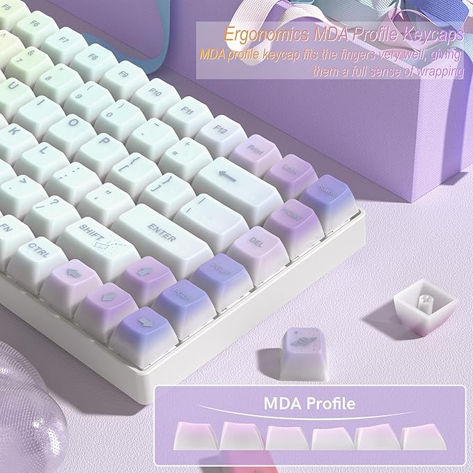 Womier Keyboard Keycaps Jelly - Shine Through keycaps, Transparent Clear Key Cap, Custom 60 65 75 100 Percent for Cherry MX, Outemu, Gateron Mechanical Keyboards (MDA Profile-Starry Sky)