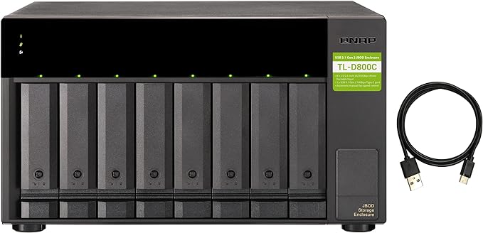 QNAP TL-D800C 8 Bay Desktop JBOD Storage Enclosure with USB 3.2 Gen 2 Type-C Connectivity