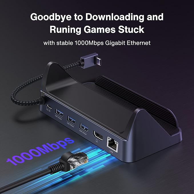 iVANKY ROG Xbox Ally X (2025)/ROG Ally Dock, 8-in-1 Docking Station 4K@144Hz for ASUS ROG Ally X/Valve Steam Deck OLED/Legion Go 2/S, HDMI 2.1, 1Gbps Ethernet, 3*USB-A 3.0, 100W Charge