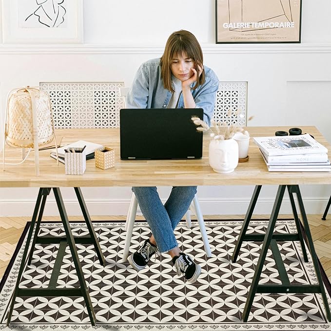Office Chair Mat for Hardwood Floor, 48"x36" Easy Glide Computer Desk Mat Protector for Rolling Chair Under Desk Rug Nonslip Backing, Machine Wash (Modern)