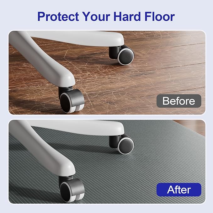 Delamu Office Chair Mat for Hardwood Floor, Heavy Duty Hard Floor Protector for Chairs, Anti-Slip PVC Woven 36"×48" Computer Desk Chair Mat for Home Office, Dark Gray