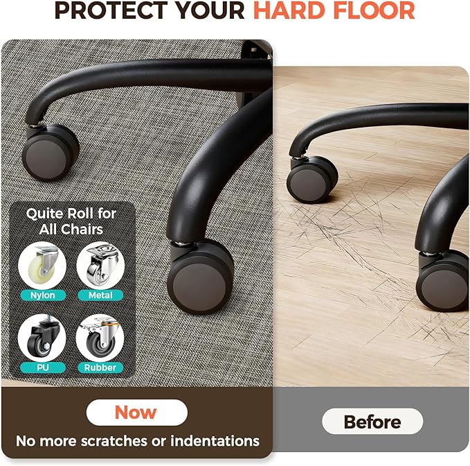 BAGAIL Office Chair Mat for Hardwood Floor, 45"x53" Heavy Duty Computer Chair Mat - Fast Flat & Smooth Glide - Non-Slip Desk Chair Floor Protector for Home Office - Brown