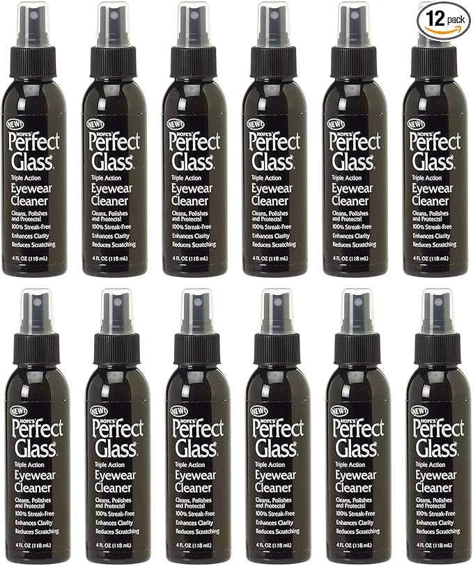 HOPE'S Perfect Glass Eyewear Cleaner - Anti Fog Spray for Glasses and Sunglasses - Anti Scratch and Anti Glare Lens Cleaner Spray, 4 Fl Oz, Pack of 12