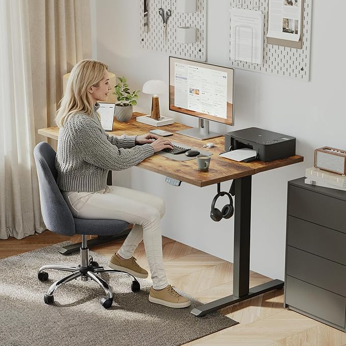 Klicelor 71 Inch Large Electric Standing Desk, Height Adjustable Office Desk, Sit Stand Up Computer Gaming Desk with Memory Preset, Three-Piece Desktop, Rustic Brown